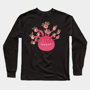Funny Pink Cute Monster With Eleven Eyes Long Sleeve T-Shirt
